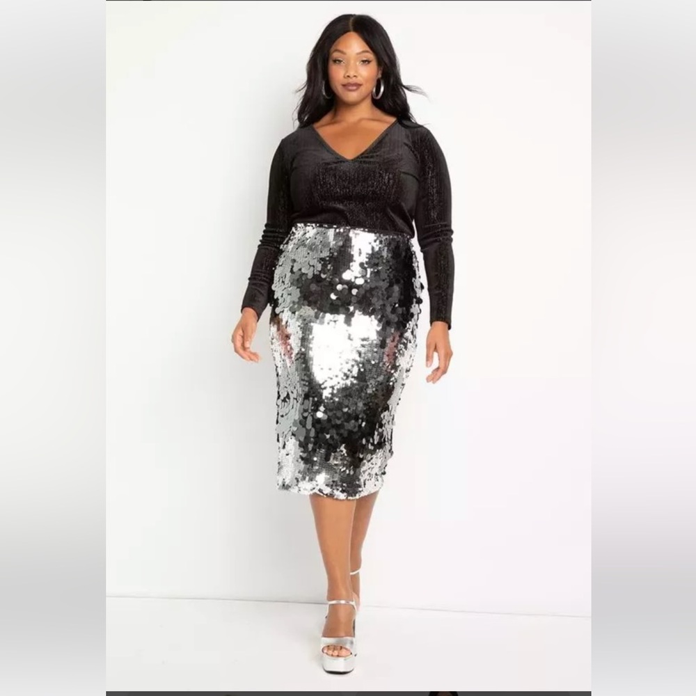 Plus size silver sequin skirt